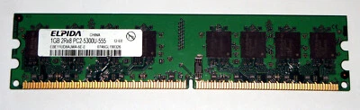 1 GB DDR2 RAM 240-pin PC2-5300U 2Rx8 non-ECC 'Elpida EBE11UD8AJWA-6E-E' - Image 1 of 2