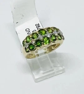 14K Yellow Gold Natural Tsavorite Garnet & Diamond Ring Size 6 MSRP $1,875 - Picture 1 of 10