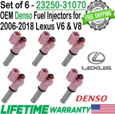 Genuine Flow Matched DENSO 6Pcs Fuel Injectors for 2008-2014 Lexus IS F 5.0L V8 Foto 1 de 4