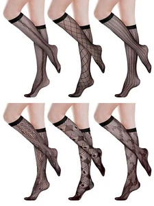 6 Pairs Women's Lace Socks Lace Knee High Socks Patterned Trouser Socks Dress... - Picture 1 of 7