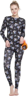 MANCYFIT Thermal Loungewear for Girls Long Johns Set Fleece Lined Skull MED - Image 1 of 4