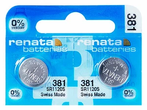 2 x Renata 381 Watch Battery Mercury Free Silver Oxide SR1120SW 1.55V - Picture 1 of 1