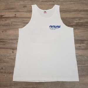 Vintage 90s Papagayo Club Orient Tank Top Mens L Fruit of the Loom White Cotton - Picture 1 of 12