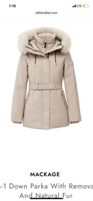 Parka de plumón Mackage jeni 2 en 1 con babero extraíble y piel natural Foto 1 de 4