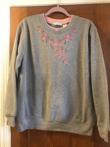 Hasting & Smith grau bestickt Blumen Rundhalsausschnitt Pullover Sweatshirt - Größe L - Bild 1 von 4