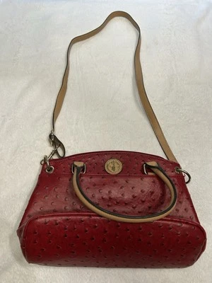 Cartera Bandolera Giani Bernini Roja Doble Asa Cremallera Superior Bolsillos de Cuero Sintético  Foto 1 de 4