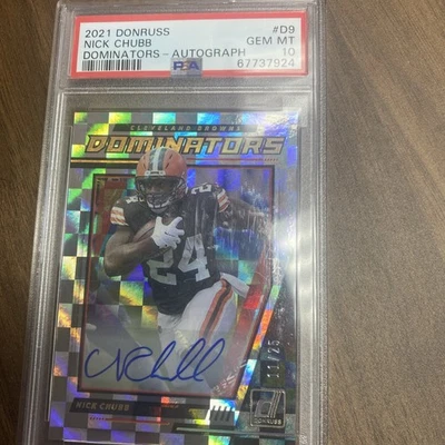 2021 Panini Donruss Nick Chubb Auto /25 PSA 10 - Image 1 of 2
