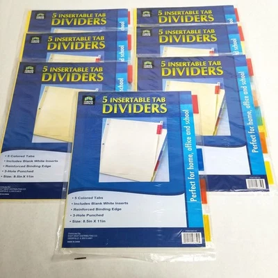 Corner Office 5 Tab Insertable Dividers 7 Pack Lot Office School Organization - Image 1 of 3