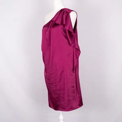 Экспресс одно плечо атласное коктейльное событие вечеринки платье большой пурпурный фиолетовый Berry - Изображение 1 из 4