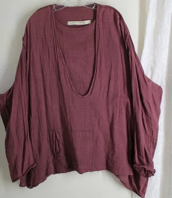 Blusa Blusa Camisa Top Cynthia Ashby O/S Lino Arrugado S M L XL 1X Rosa Túnica Foto 1 de 4