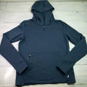 On Cloud Running Tech Hoodie Pullover 1/4 Zip Jacket Mens Small Vent Back Blue - Picture 1 of 7