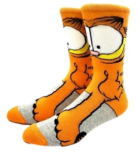 Garfield Cartoon Character Full Print Adult Size Crew Socks - Picture 1 of 1