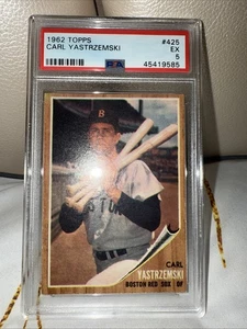 1962 Topps CARL YASTRZEMSKI #425 Red Sox PSA 5 HOF 452 Hrs 1844RBI Triple Crown - Picture 1 of 5