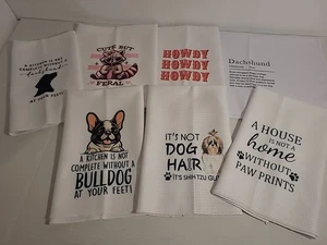 New 7 Piece Dog Lovers Paw Print Cotton Kitchen Dish Hand Towel Bundle - Picture 1 of 8