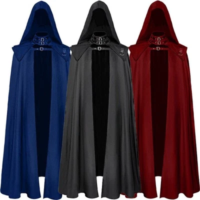 Mens Cloak Halloween Robe Cosplay Costume Medieval Gothic Hooded - Image 1 of 4