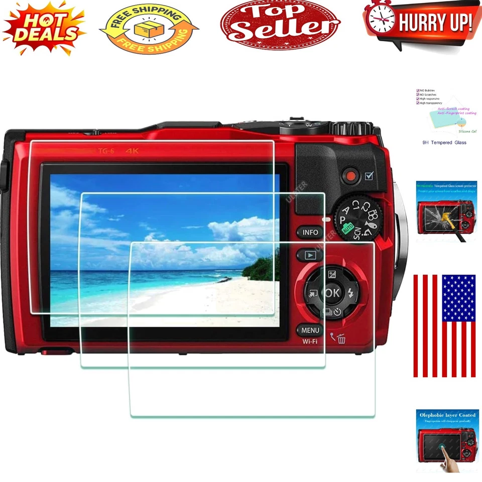 Cubierta de pantalla de dureza 9H para Olympus TG-5, TG-6, TG-7 - Antiarañazos Foto 1 de 4