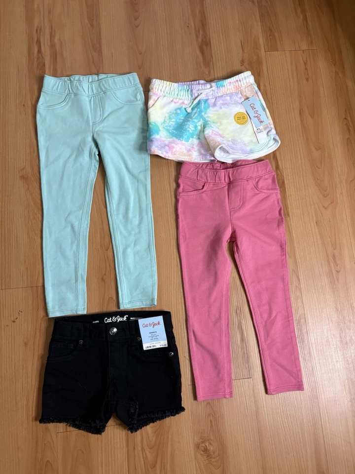 2 Pants Jumping Beans Sz 4t/5t Girl 2 Shorts Cat & Jack 4/5 - Изображение 1 из 4