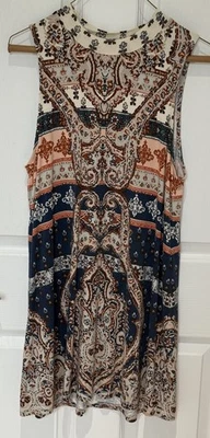 O'Neill женщин без рукавов пейсли печать высоты шеи качели платье туника M - Изображение 1 из 4