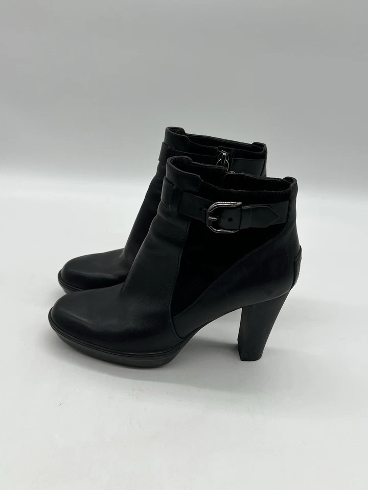 Tod's Women’s S 37 US 6.5 Black Leather Zipper Suede High Heels Bootie Shoes. - Image 1 of 4