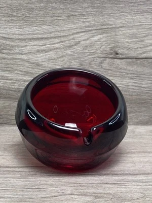 Viking Glass Ruby Red Atomic Orb Ashtray Vintage - Image 1 of 4