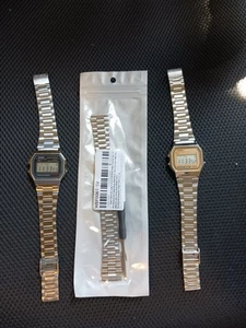 Casio A158 Pair of Digital Watches Silver and Silver and Gold with Extra Band - Picture 1 of 6
