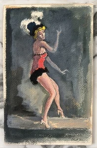Escuela de Reginald Marsh Años 40 Escuela Ashcan Bailarina Burlesca Dama Pintura WPA - Imagen 1 de 4