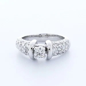 1.44ct G-VS2 Round Earth Mined Certified Diamonds 18k  Classic Side Stone Ring - Picture 1 of 7