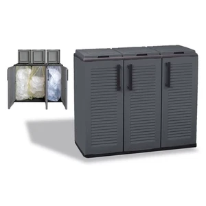 3-Fach Mülltrennsystem Garten Schrank Müllbox Trennsystem Müll Abfall Sack Eimer - Bild 1 von 6