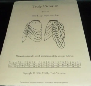 Truly Victorian TV324 1878 Long Draped Overskirt Costume Sewing Pattern 20-46 - Picture 1 of 2