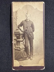 Identified Young Handsome Man Antique Cabinet Photo - Picture 1 of 2
