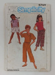 Simplicity 1984 Sew Pattern #6769 Girls Pants Shorts Top Size 8-10-12 Uncut New - Picture 1 of 2