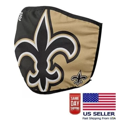 New Orleans Saints Face Mask Cloth Reusable Washable Cotton Unisex Adult Sport   - Image 1 of 3