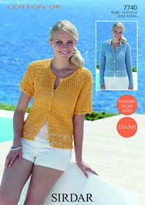 Sirdar 7740 Crochet Pattern Womens Round Neck Cardigans in Sirdar Cotton DK - Picture 1 of 1