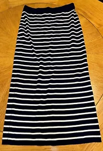Freshman 1996 Midi Skirt Womens Large Knit Blue White Striped PullOn 33" Length - Picture 1 of 7