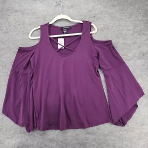 Ashley Stewart Shirt Womens 14/16 Cold Shoulder Purple - Picture 1 of 6