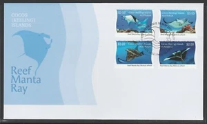 Islas COCOS 2021 MANTA RAY diseño conjunto de 4 en FDC - vida marina, vida silvestre. - Imagen 1 de 1