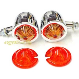 Frecce freccette custom tonde cromate lenti arancioni rosse lampadina universali - Picture 1 of 1