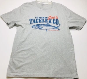 Chaps T Shirt Men's Medium Gray Short Sleeves Fisherman Fishing Crewneck Cotton - Picture 1 of 7