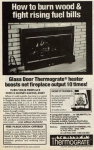 1978 Vintage Print Ad Glass Door Thermograte heater How to burn wood & fight - Picture 1 of 2