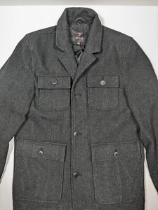 Guess Vintage Herringbone Men's Jacket Blazer Wool Oversized sz L Dark Grey Blk - Picture 1 of 12