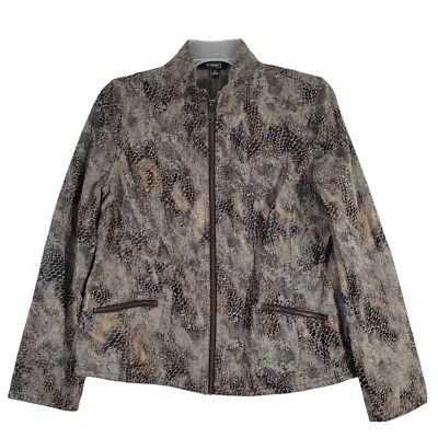 Elementz Women's Long Sleeve Full Zip Polyester Snake Print Petite Jacket PM $99 - Image 1 of 4