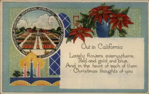 Vintage Christmas Postcard California 1932 Poinsettias Flowers - Picture 1 of 2