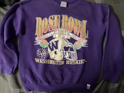 Vintage Washington Huskies 1991 rosebowl crewneck Sweatshirt - Medium Logo 7 - Image 1 of 4