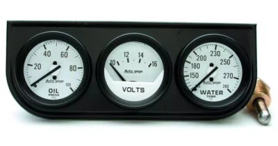 Auto Meter Gauge Set 2327  Auto Gage Water Temp/Volts/Oil Pres White, Mechanical - Image 1 of 4