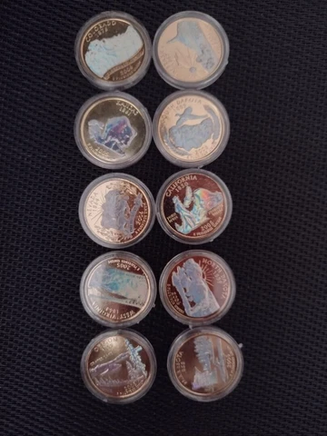 Assorted Washington Quarters HOLOGRAM plated and States Cover