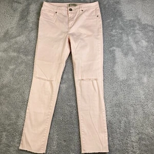 Guess Jeans Girls Size 14 Pink Distressed Raw Hem Preppy School Girl Tapered Fit - Picture 1 of 11