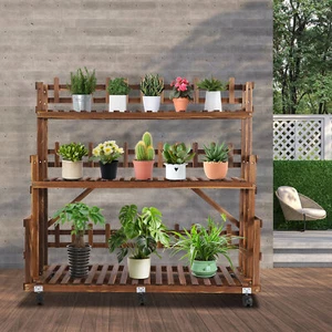 Build to Last Adjustable Design 3-tier Plant Display Stand Rolling Plant Stand - Picture 1 of 16