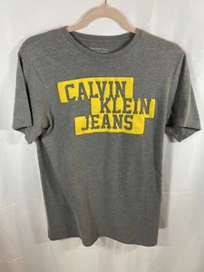 Calvin Klein Jeans Shirt Boys XL 18/20 Gray Yellow Logo Pullover Tee Kids. - Picture 1 of 7
