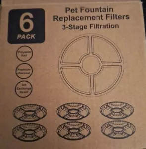 6 Pet Fountain Replacement Filters. 3-Stage Filtration. - Picture 1 of 5