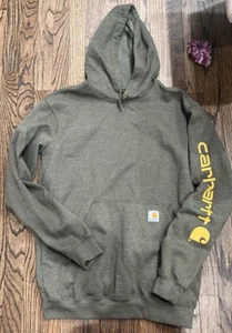 Carhartt Sweatshirt Herren Medium Grün Hoodie Original Fit Sleeve Spellout faded - Bild 1 von 5